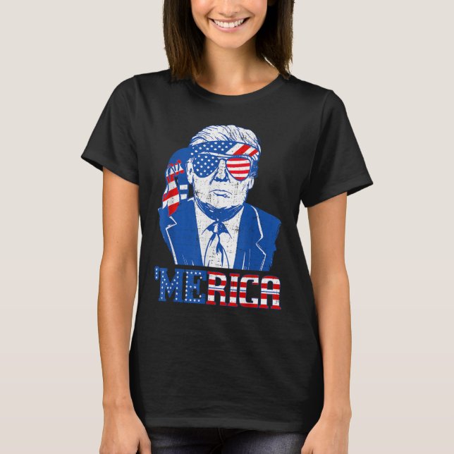 Donald Trump Shirt Merica Trump Sungl US Flag 4. (Vorderseite)