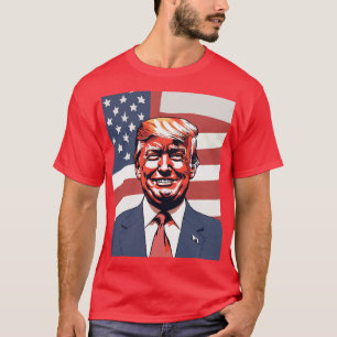 Donald Trump Sketch mit subtilem Lächeln und Ameri T-Shirt