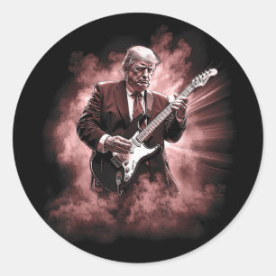 Donald Trump spielt Electric Rock Guitar Runder Aufkleber