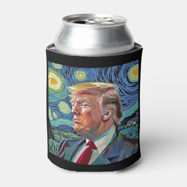 Donald Trump Starry Night Van Gogh Art Style 2024 Dosenkühler (Kanne Vorderseite)