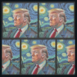 Donald Trump Starry Night Van Gogh Art Style 2024 Stoff<br><div class="desc">Donald Trump in Van Gogh Starry Night Art,  Präsident Donald Trump trägt seinen klassischen Anzug und seine rote Krawatte vor dem Hintergrund des abstrakten expressionistischen Sternenhimmels. Festliche politische Wahlkampfkunst des 45. Präsidenten Donald J. Trump oder zur Unterstützung von Trumps Wahl 2024.</div>