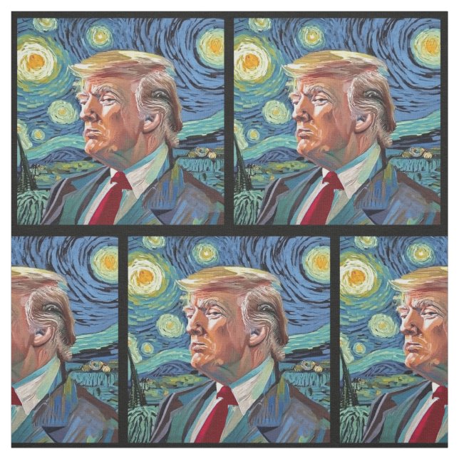 Donald Trump Starry Night Van Gogh Art Style 2024 Stoff (Muster)