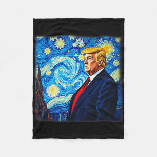 Donald Trump Sternennacht Kunst Van Gogh Stil Poli Fleecedecke