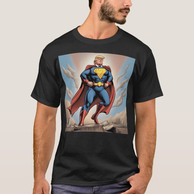 Donald Trump Superhero Comic T-Shirt (Vorderseite)