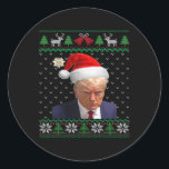 Donald Trump Tasse Shot Ugly Christmas Runder Aufkleber<br><div class="desc">Donald Trump Tasse Shot Ugly Christmas</div>