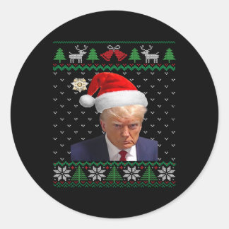 Donald Trump Tasse Shot Ugly Christmas Runder Aufkleber