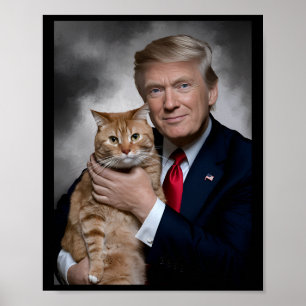Donald Trump und Cat Funny Trump und Katze Poster