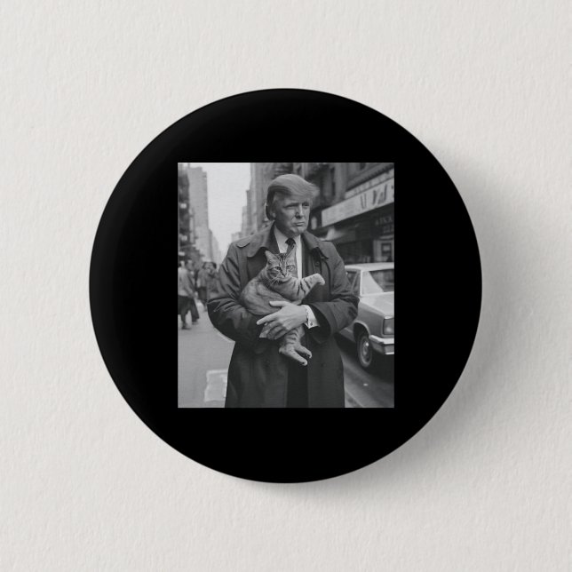 Donald Trump und Cat in Nyc Button (Vorderseite)