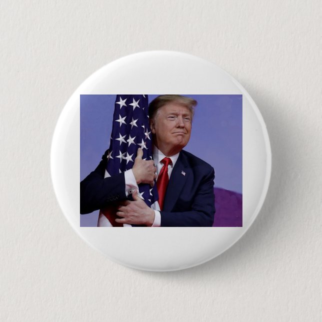 Donald Trump und die US-Flagge Button (Vorderseite)
