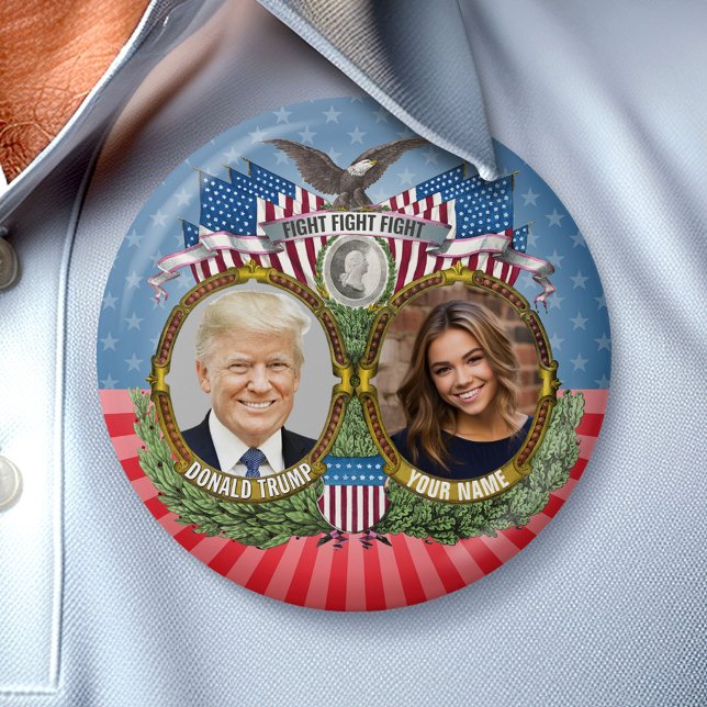 Donald Trump und Ihr Foto - Gag-Geschenk Button (Campaign Button)