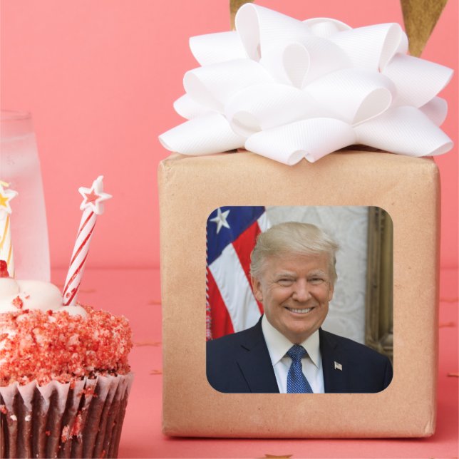 Donald Trump US-Präsident Weiße Haus MAGA 2024 Quadratischer Aufkleber (Party)