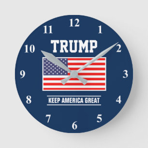 Donald Trump USA-Flagge republikanische Wanduhr