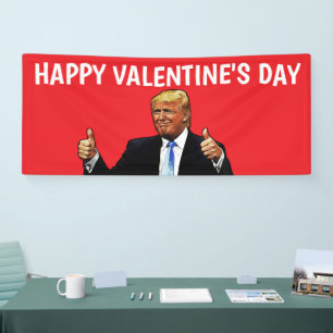DONALD TRUMP VALENTINE'S DAY PARTY RED BANNER