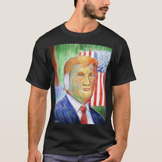 Donald Trump Van Gogh Basic Dark T - Shirt (Vorderseite)