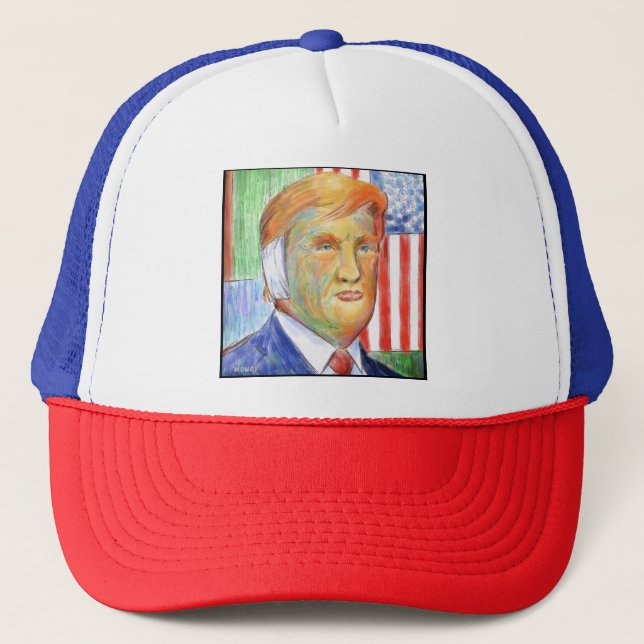 Donald Trump Van Gogh Trucker Hat Truckerkappe (Vorderseite)