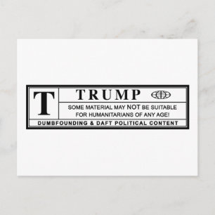 Donald Trump Warning Label Postkarte