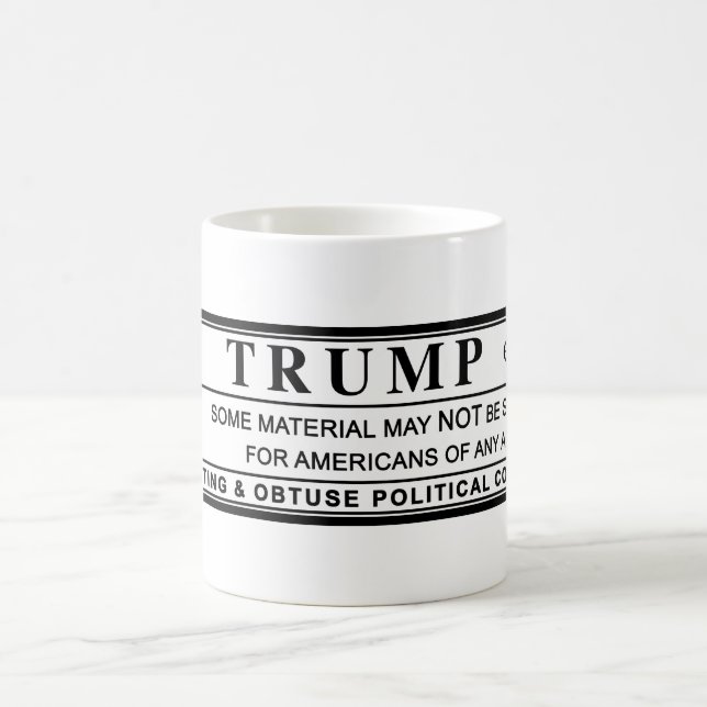 Donald Trump Warning Label Tasse (Mittel)