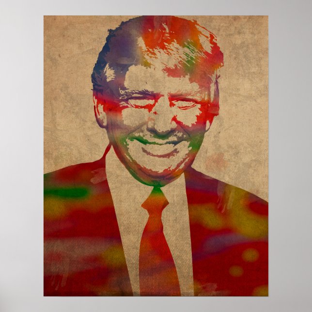 Donald Trump Watercolor Portrait Poster (Vorne)