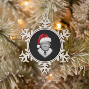 Donald Trump Weihnachten Lustiger Santa Hut Gesche Schneeflocken Zinn-Ornament