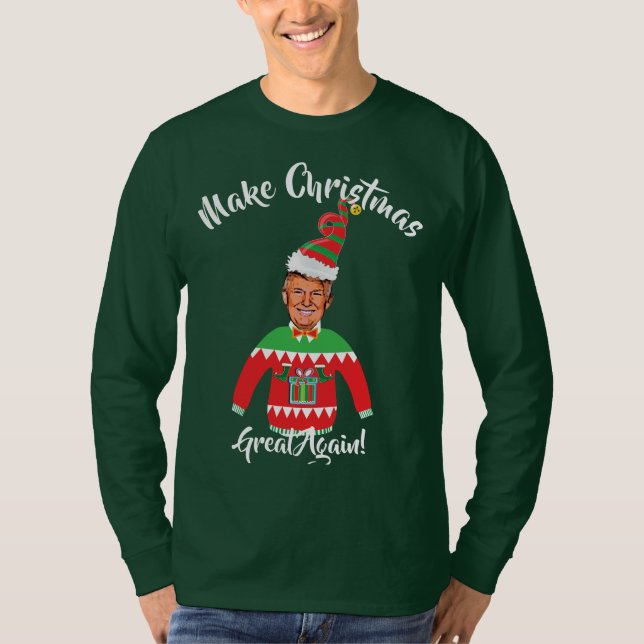 Donald Trump Weihnachten Ugly Christmas Sweater T-Shirt (Vorderseite)