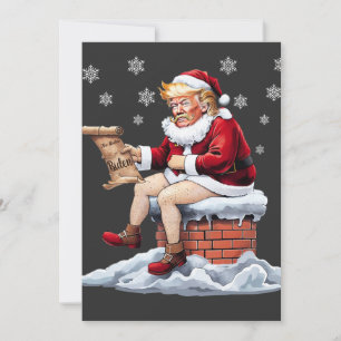 Donald Trump Weihnachtsmann beim Kacken durch den Feiertagskarte