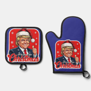 Donald Trump Weihnachtsmann Claus Art Ofenhandschuh & Topflappen-Set