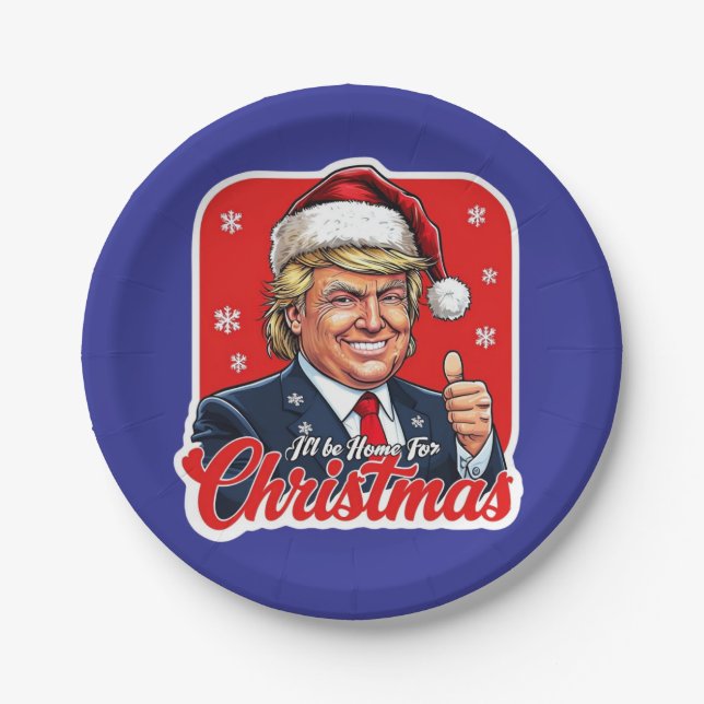 Donald Trump Weihnachtsmann Claus Art Pappteller (Vorderseite)