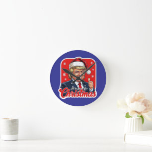 Donald Trump Weihnachtsmann Claus Art Runde Wanduhr