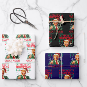 Donald Trump Weihnachtsmann Hut Macht Weihnachten  Geschenkpapier Set