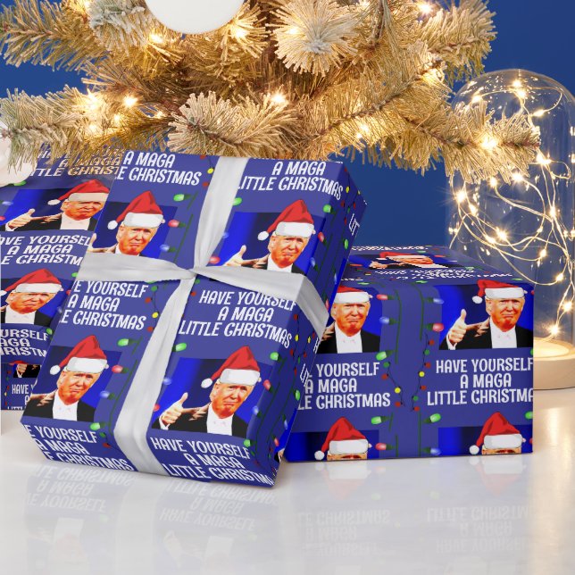 DONALD TRUMP WEIHNACHTSMANNMÜTZE CHRISTMAS MAGA GESCHENKPAPIER (Feiertage)