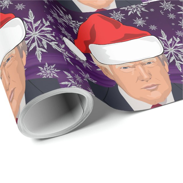 DONALD TRUMP WEIHNACHTSMANNMÜTZE CHRISTMAS Wrappin Geschenkpapier (Rolleneckpunkt)