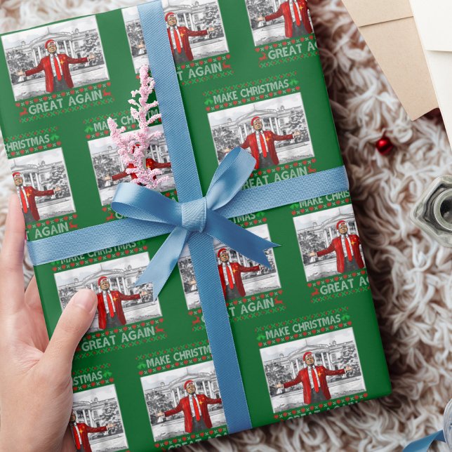 Donald Trump-Weihnachtsmannmütze macht Weihnachten Geschenkpapier (Von Creator hochgeladen)