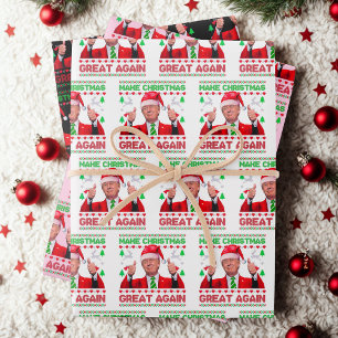 Donald Trump-Weihnachtsmannmütze macht Weihnachten Geschenkpapier Set