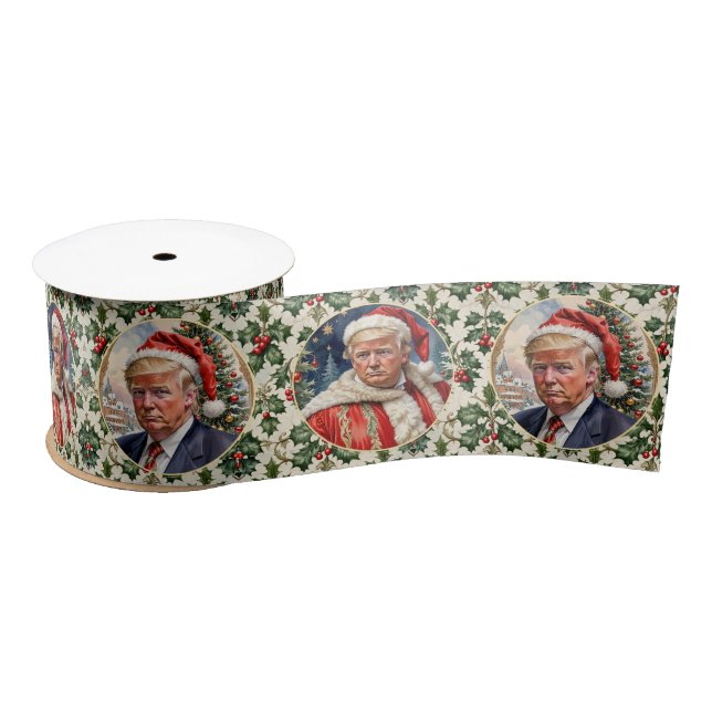 Donald Trump Weihnachtsmannmütze Weihnachten 3" Lu Satinband (Spule)