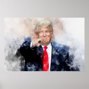 Donald Trump zeigt Aquarellbilder Poster
