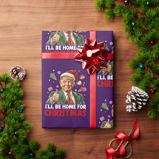 Donald Trump Zuhause zu Weihnachten Geschenkpapier (Feiertagsgeschenk)