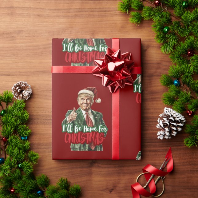 Donald Trump Zuhause zu Weihnachten Geschenkpapier (Feiertagsgeschenk)