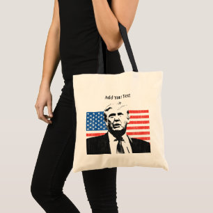 Donald- Trumpamerikanische Flagge addieren Text Tragetasche