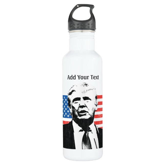 Donald- TrumpFlagge-Gewohnheits-Text Trinkflasche (Vorderseite)