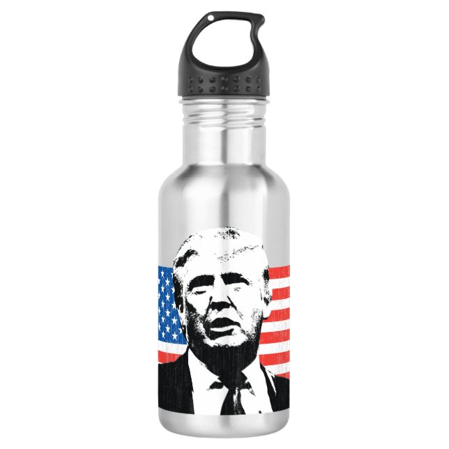 Donald- TrumpFlagge-Gewohnheits-Text Trinkflasche (Vorderseite)