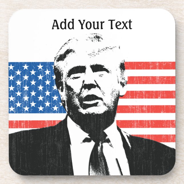 Donald- TrumpFlagge-Gewohnheits-Text Untersetzer (Vorderseite)