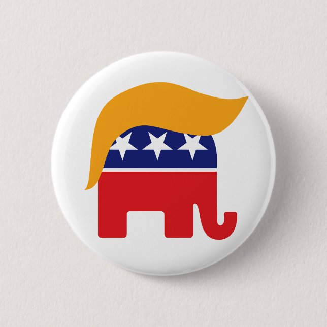 Donald- Trumphaar GOP-Elefant-Logo Button (Vorderseite)