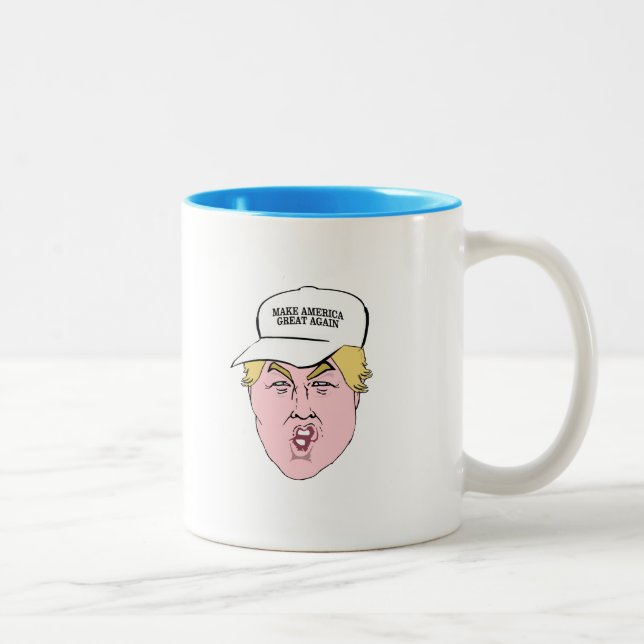 Donald- Trumpkarikatur-Hut groß Zweifarbige Tasse (Rechts)