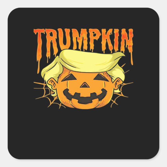 Donald Trumpkin Funny Präsident Party Halloween Cl Quadratischer Aufkleber (Vorderseite)