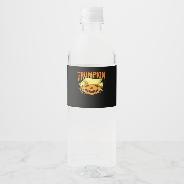 Donald Trumpkin Funny Präsident Party Halloween Cl Wasserflaschenetikett (Vorderseite)