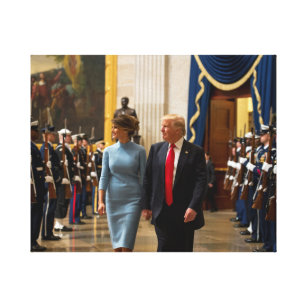 Donald- und Melania-Trumpf mit MilitärEhrenwache Leinwanddruck