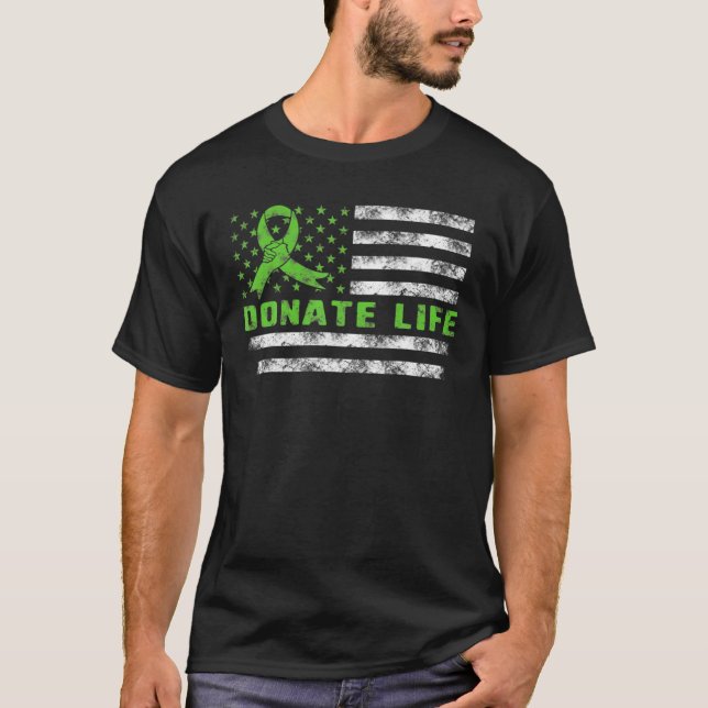 Donate Lifes USA American Flag Transplantation T S T-Shirt (Vorderseite)