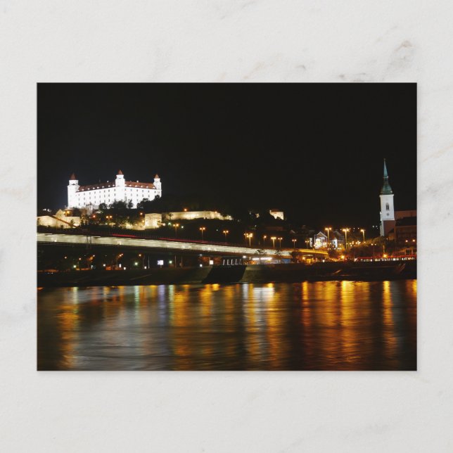Donau bei Nacht, Bratislava, Slowakei Postkarte (Vorderseite)