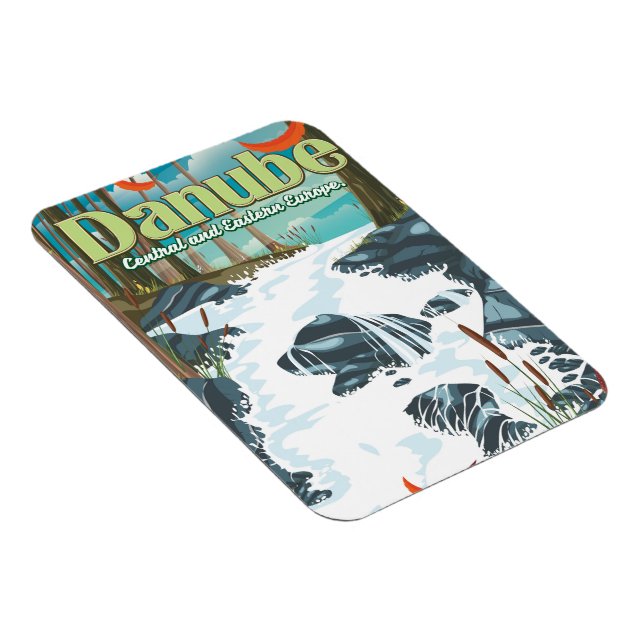 Donau-europäisches Flussreiseplakat Magnet (Rechte Seite)
