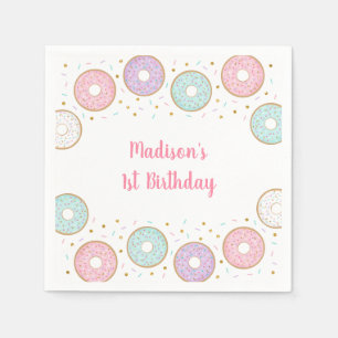 Donau Rosa Goldpastel Geburtstag Serviette